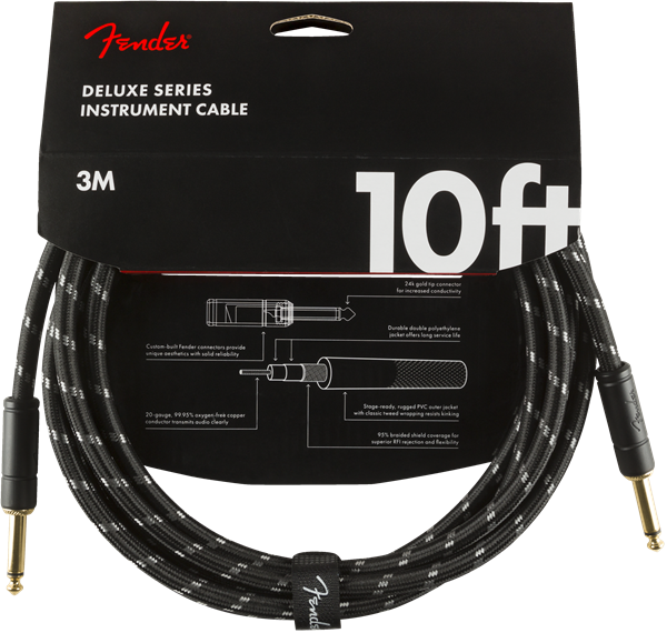 Deluxe Cables instrumentkabel 3 m zwart tweed recht