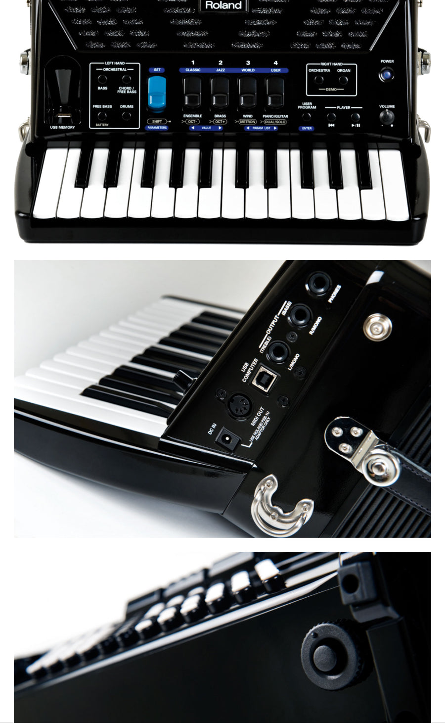 Roland FR-1X BK Compact & Lightweight V-Accordion (Black, With Keys)